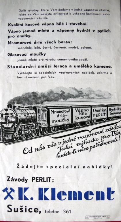 Dobový inzerát firmy K. Klement